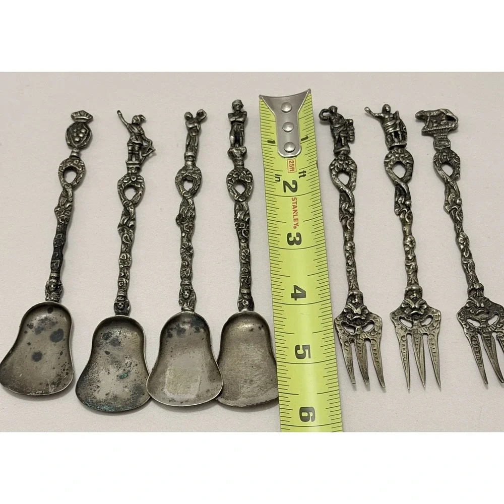 Antique Rossi Italy Flatware Silver Plated Brass Baroque Demitasse VTG Rococo